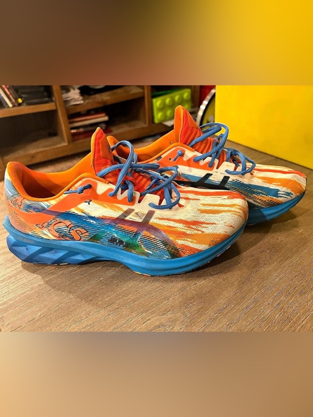 Asics GEL-Nimbus 23 Abstract Athletic Shoes Orange & Blue US 12
